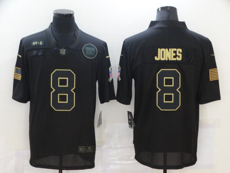 Men New York Giants #8 Jones Black gold lettering 2020 Nike NFL Jersey->new york giants->NFL Jersey